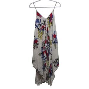 Goa by Japna Beachwear Floral Print Asymmetrical Cover Up Beach Dress Size Small